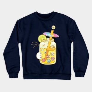 Funny Cat Stealing Emoji Drink Crewneck Sweatshirt